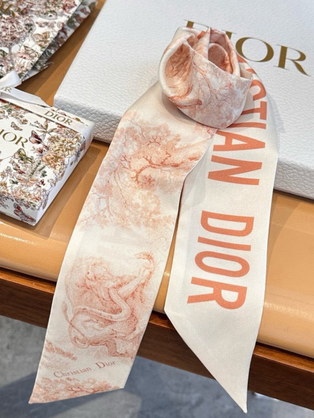 Dior Silk Scarf “Forest Beasts MITZAH” Ribbon - Picture 8 of 8
